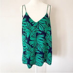 Skies Are Blue Women Tropical Leaf Tank Top Large Resort Vacation Beach Island